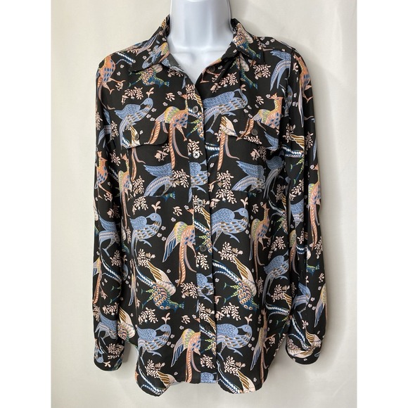 LOFT Outlet Tops - LOFT Outlet Womens Peacock Print Blouse Measures Small/Medium Ethereal Bird Glam
